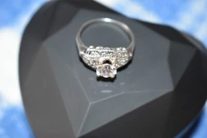 art deco vintage echt diamant ring 10%,irid,90%platin,5 Diamanten=1 Caret - Bild 1 von 14