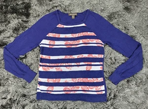 Suéter Tommy Bahama Para Mujer XS Azul Floral Rayas Algodón Cuello Cuadrado Pullover - Imagen 1 de 15