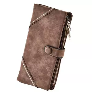 Women Vegan Leather Wallet Bifold Clutch Large Capacity Card Organizer Buckle... - Picture 1 of 7