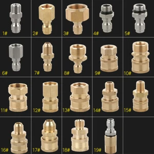 Hose Pressure Washer Adapter Brass Connector Kit 1/4 M14 M22 Male Female Coupler - Picture 1 of 41