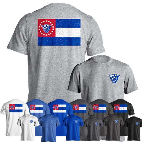 Georgia State University GSU Panthers State Flag w/ Mascot Short Sleeve T-Shirt Cover