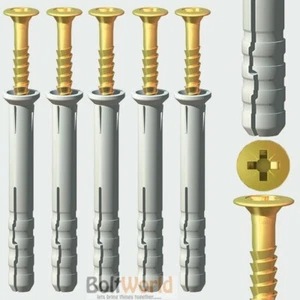 M5 M6 M8 MASONRY NYLON HAMMER FIXINGS NYLON PLUG & SCREW VARIOUS LENGTHS - Picture 1 of 2
