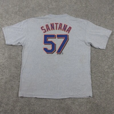 Camisa de béisbol majestuosa Johan Santana para hombre 2XL gris jaspeado #57 de los New York Mets 08 Foto 1 de 4