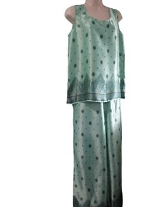 Green Menswear Inspired Pajama Set Floral Paisley by Laure Leigh Ltd Intimates M - Picture 1 of 24
