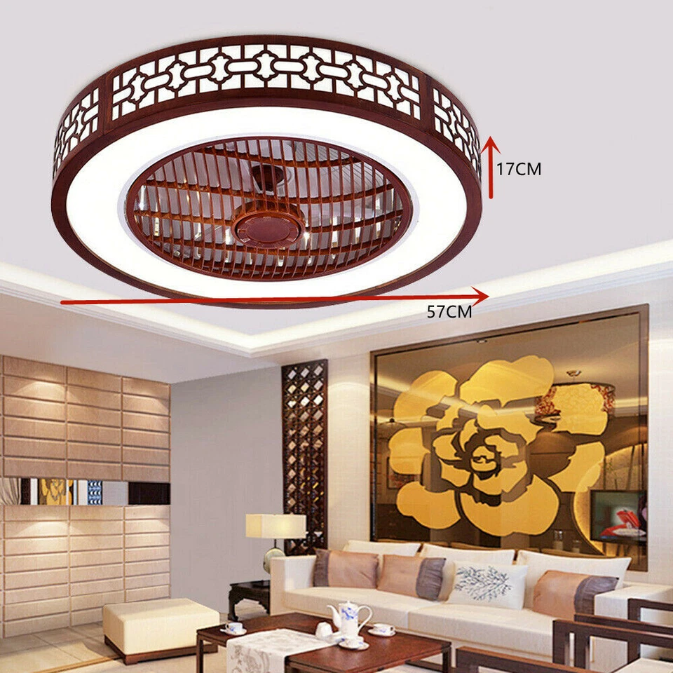 22'' Modern Ceiling Fan W/ Remote Control LED Light Flush Mount Chandelier Lamp - Image 1 of 4