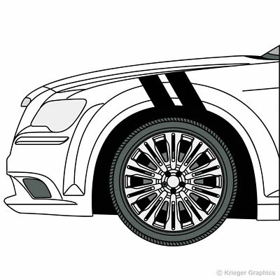 Calcomanías de barra de guardabarros Grand Sport Hash Mark Stripes 3M para Chrysler 300 Foto 1 de 4