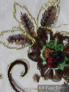 Mesh Organza Bloom Foil Cording BROWN 54" WIDE (Sold By The Yard) - Picture 1 of 4
