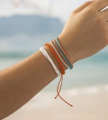 Juego de pulseras Orange Beach Friendship — Paquete individual de 3 pulseras, cuerda ajustable Foto 1 de 4