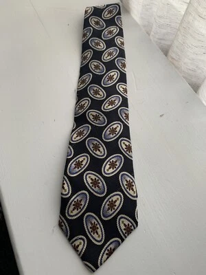 Vintage Hathaway Dark Blue Pattern Silk Tie “Mad Men” Look - Image 1 of 4