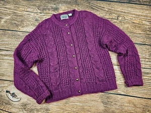 Cárdigan Suéter Tejido con Cable Mezcla Mohair Púrpura L De Colección Forenza Mujeres Latón Btn - Imagen 1 de 6