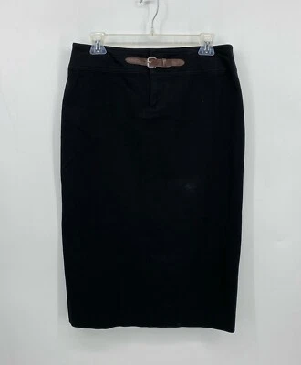 Falda lápiz negra CHAPS imitación cuero cinturón hebilla acento mujer’s talla 6 Foto 1 de 4