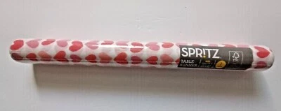 Spritz Table Runner 14" x 84" in Hearts Valentine Love Red Pink White Spr!t NEW - Image 1 of 4
