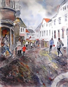 NEU ORIGINAL SERA KNIGHT S.W.A "A Busy Day" Stavanger Norwegen norwegisches GEMÄLDE - Bild 1 von 1