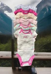 Pack de 6; 0-3 meses, bebé; manga corta cierre a presión multicolor, niña sin usar, sin etiqueta - Imagen 1 de 14