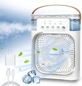 Portable Fan Air Conditioners USB Electric Fan LED Night Light Water Mist Fun 3 - Picture 1 of 12