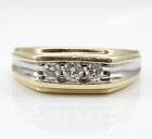 Men's 0.28ctw Diamond Wedding Band 14K Yellow White Gold Ring Size 11.5 LNE2