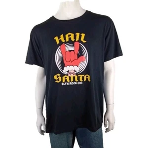 HAIL SANTA mens size XXL tshirt black Christmas Xmas Elf'n Rock On novelty - Picture 1 of 7