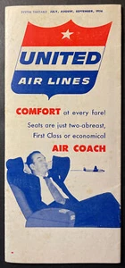 United Air Lines System Timetable 1956 Airline brochure - Picture 1 of 7