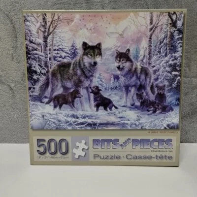 Rompecabezas de 500 piezas nuevas brocas y piezas Winter Wolf Family sellado 18"x24" Foto 1 de 4