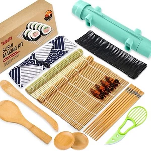 Sushi Making Kit 28 Pcs DIY Sushi Maker with Bamboo Rolling Mat Chopstick - Picture 1 of 1