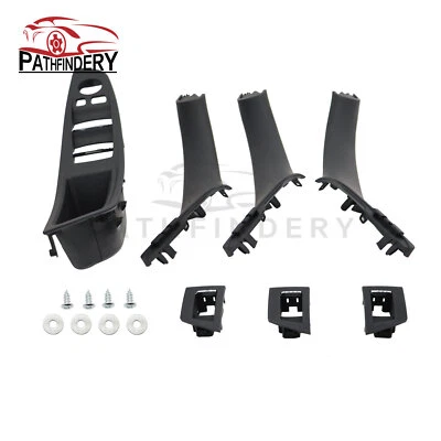 Cubierta de moldura de tirador de manija de panel de puerta interior negra para 10-16 BMW Serie 5 F10 F11 Foto 1 de 4