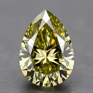 1.30 Ct Pear Fancy Vivid Yellowish Green Diamond SI1 GIA Certified. - Picture 1 of 2