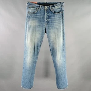 ACNE STUDIOS FW18 Size 30 1996 Trash Blue Cotton Straight Distressed Jeans - Picture 1 of 6