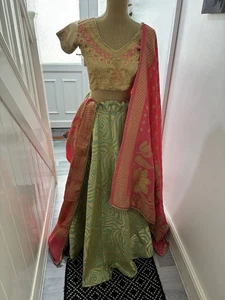 Abbigliamento da festa Lengha indiano nuovo matrimonio pakistano Bollywood designer Lehenga Choli - Foto 1 di 14