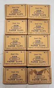 Vintage Steel City Paper Clips No. 3 10 Boxes of 100 (1000 Clips) - Picture 1 of 6