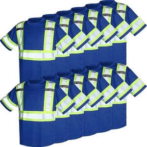 LOT 12 Sintuff High Vis Reflective Safety Work T-Shirts - Blue - Size Large - Picture 1 of 3