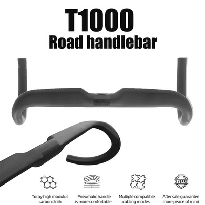 Road Bike Carbon Drop Handlebar Fully Internal Routing Gravel Bicycle Handlebar - Image 1 of 4
