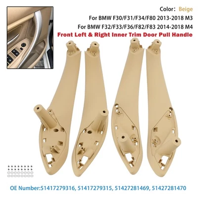 4PCS Beige Inner Trim Door Pull Handle for BMW F30 F80 F31 F32 F33 F35 M3 - Image 1 of 4