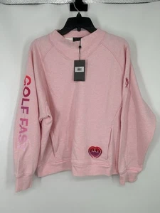 G/Fore G Fore Golf Fast Pink Blush French Terry Mock Neck Sweatshirt Sweater L - Picture 1 of 10