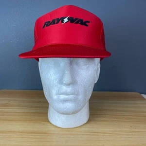 Gorra de camionero vintage Nissin Rayovac talla única malla roja Snapback - Imagen 1 de 8