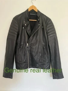 Ladies FCUK French Connection geunine sheep leather biker jacket, NWT, size 8 - Picture 1 of 13