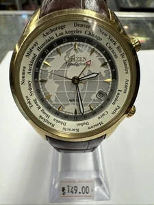 Citizen World Time GMT Eco-Drive Solar Date B876-S033641 - FREE SHIPPING - Picture 1 of 3