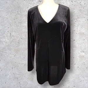 Soft Surroundings Velvet Tunic Isolde V Neck Holiday Black Womens Medium - Picture 1 of 8