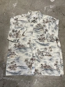 👾 Pierre Cardin Shirt Short Sleeve Men's Hawaiian Palm Multicolor Sz 2XL 27x30 - Picture 1 of 8
