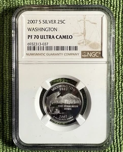 2007-S Silver Proof Washington 25C - NGC PF70 UCAM State Quarter Ultra Cameo - Picture 1 of 2
