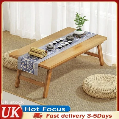 Square Bamboo Table Coffee Table UK Side Lamp Living Room Table - Image 1 of 4