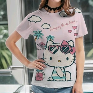 Hello Kitty Beach T-Shirt Enjoying The Sea Breeze Womens Size XL New - Picture 1 of 2
