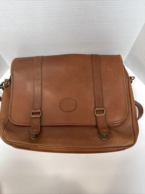 De Colección Eddie Bauer Bolso Mensajero PIEL DE VACA Cuero Marrón PORTÁTIL Maletín Adjunto Usado en Excelente Condición Foto 1 de 4