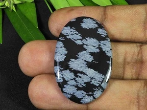25X39X06MM Copo de Nieve Natural Obsidiana Ovalado Cabujón Piedra Preciosa Suelta 35Cts. U049 - Imagen 1 de 9