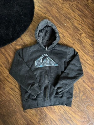 Винтажный quicksilver шерпа с подкладкой молнии куртка с капюшоном размер молодежный маленький - Изображение 1 из 3