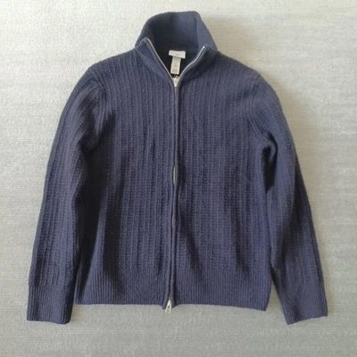 Suéter H&M Tejido Waffle Para Hombres M Azul Cremallera Completa Cuello Simulado Elastizado Informal Preppy Foto 1 de 4