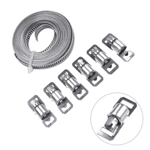 Worm Gear Hose Clamp Set 9 8ft in Stainless Steel with Six Fastening Clips - Picture 1 of 12