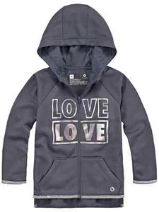 Xersion Girls Gray Pink Love Zip Front Hoodie Sweatshirt Jacket - Picture 1 of 1