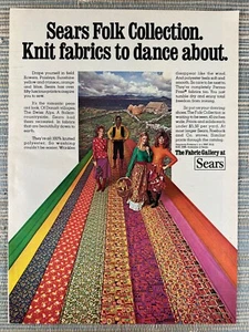 Sears Folk Collection Knit Fabric Gallery 1971 Vintage Print Ad - Bild 1 von 1