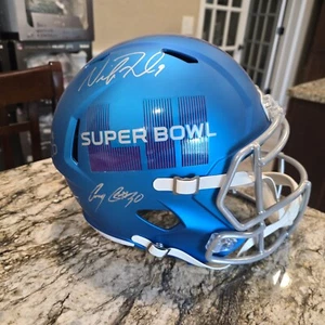 PHILADELPHIA EAGLE BLUE SB BLAZE REPLICA HELMET SIGNED BY FOLES +4 PSA VERY REAR - Picture 1 of 4