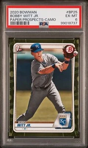 2020 Bowman Paper Prospects #BP25 Bobby Witt Jr. Paper Prospects-Camo PSA 6 - Picture 1 of 2